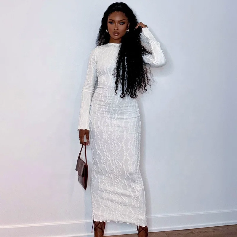 knee length dresses for ladies Elegant White Lace Boho Maxi Dress – V-Back Beach Wedding Dress in White | Women's Boho Fashion | XL main image 0