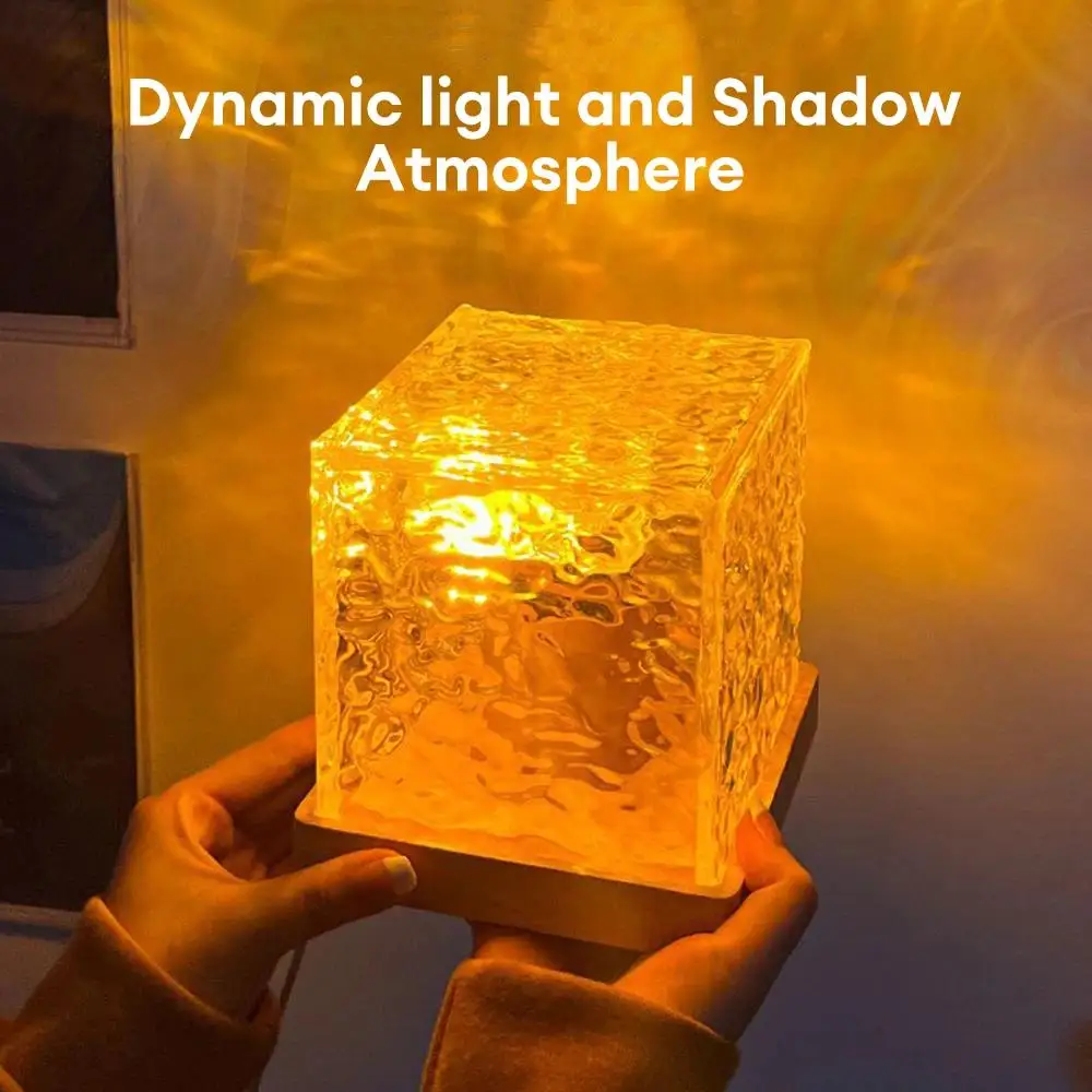 USB Projector Cube Remote Control 16 Colors Ocean Wave Sensory Light 30 Lighting Modes Wave Lamp for Bedroom