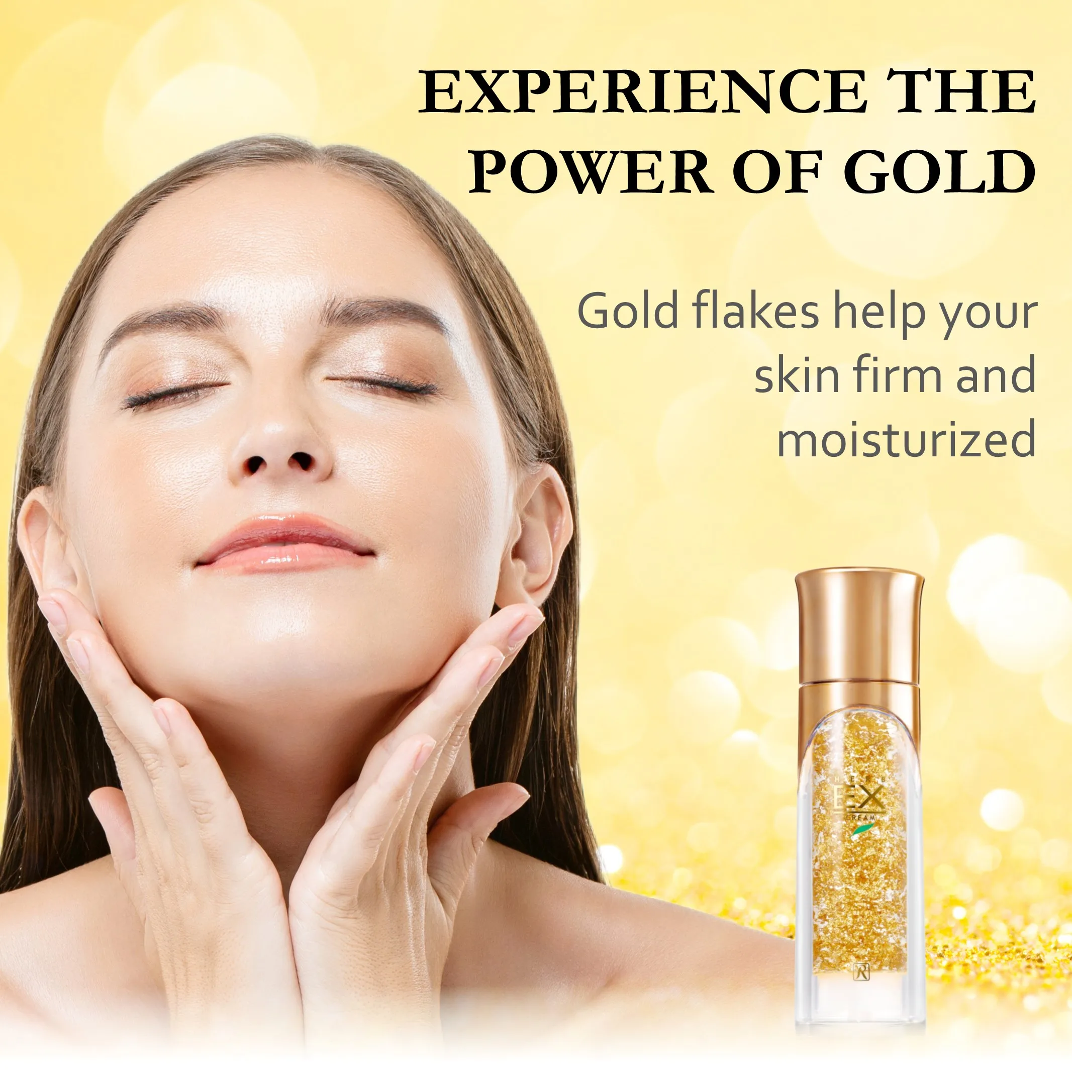 Royal Herb EX Cream - Oil-Free Moisturizing Gel with Gold Flakes