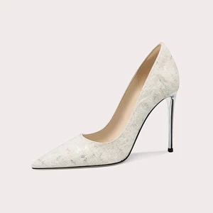 Women's Sexy Thin High Heel Sandals Western Style Slippers with Open Toe Slip-On Closure Mature Shallow Pointed Mouth Design