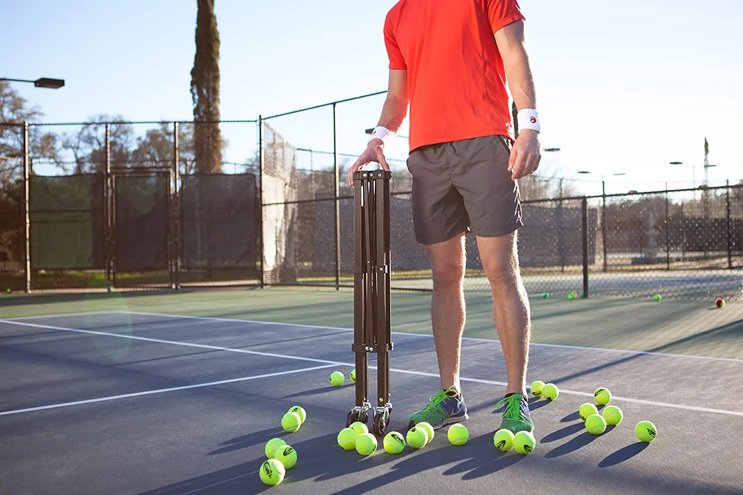 Portable Tennis Ball Hopper Basket,Lightweight Tennis Ball Cart,Wheeled