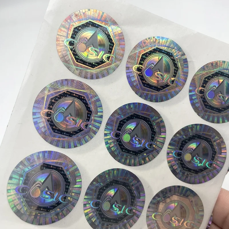 Waterproof Vinyl Holographic Sticker Printing Custom Logo for Makeup Packaging Adhesive Laser Rainbow Hologram Die Cut Sticker