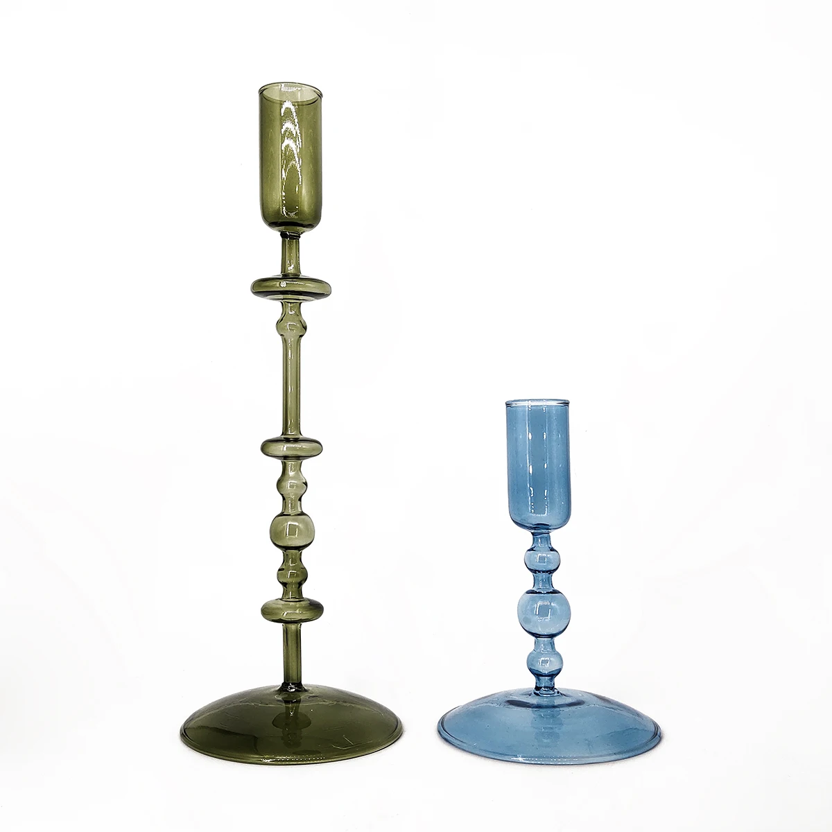 Romantic Wedding Colorful Glass Tapered Candlesticks Vintage Glass Candle Stick Holder details