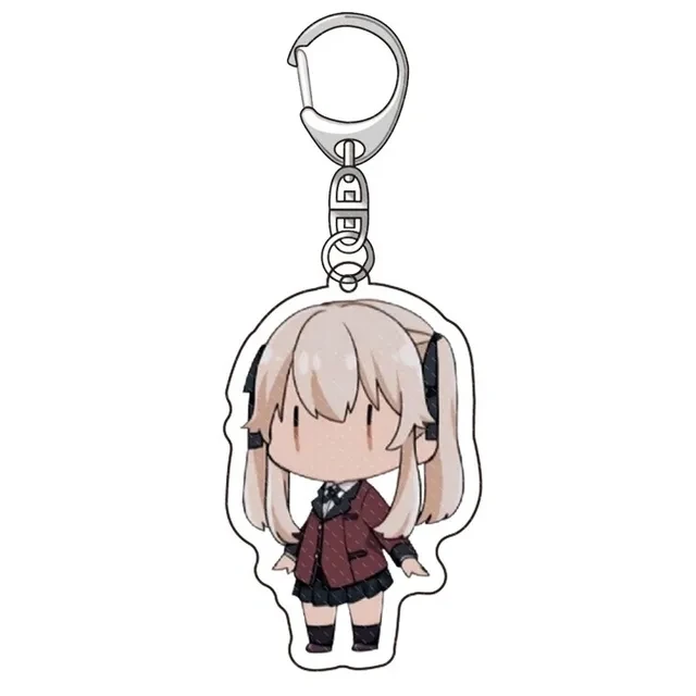 Japanese Anime Kakegurui Key Chain Silver Plated Cartoon Figures Acrylic Pendant Metal Keychains Lovely Key Ring Holder Llaveros