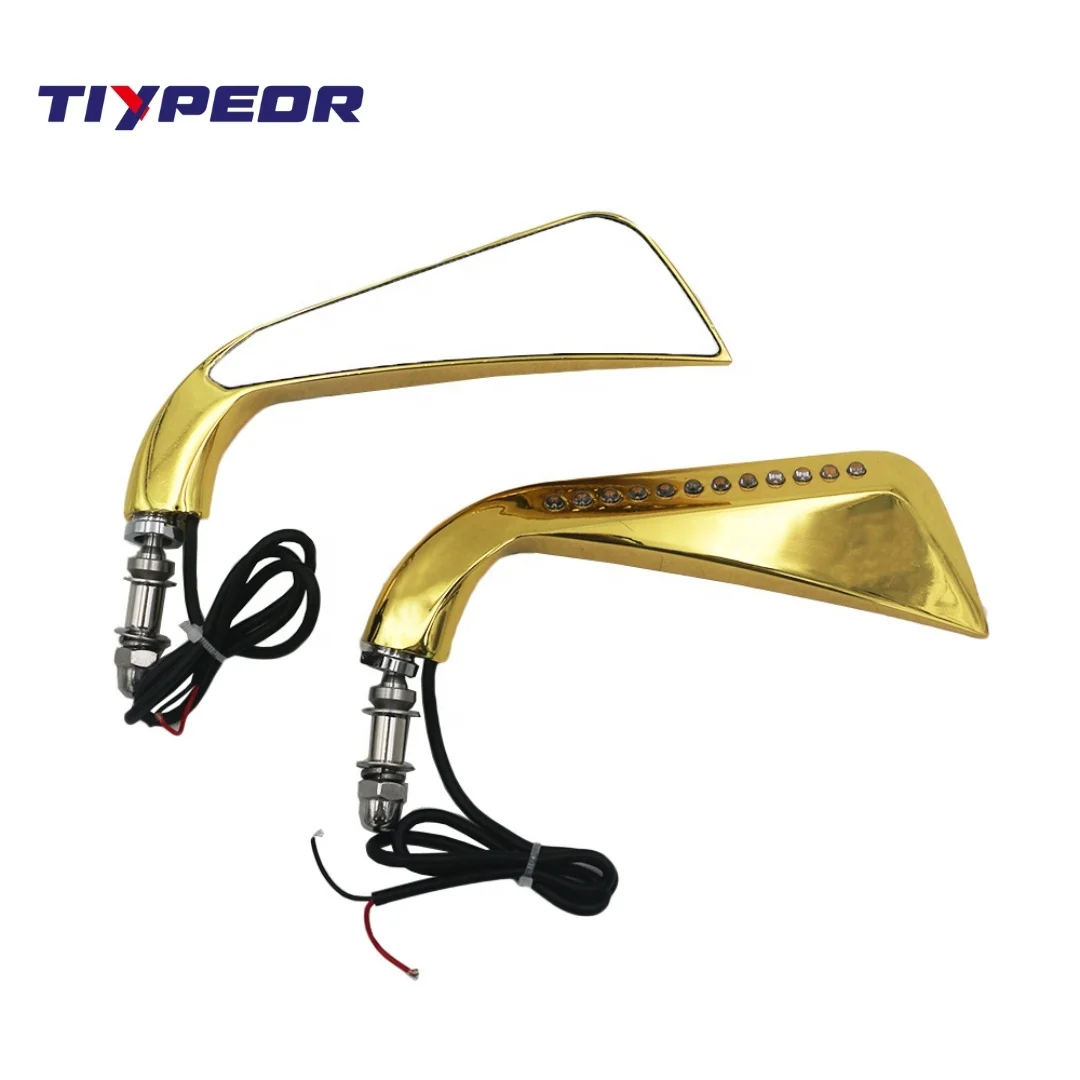 TIYPEOR Motorcycle Sickle Rearview Side Mirror with LED Turn Signal Light 8MM CNC Aluminum Universal Motorcycle Parts