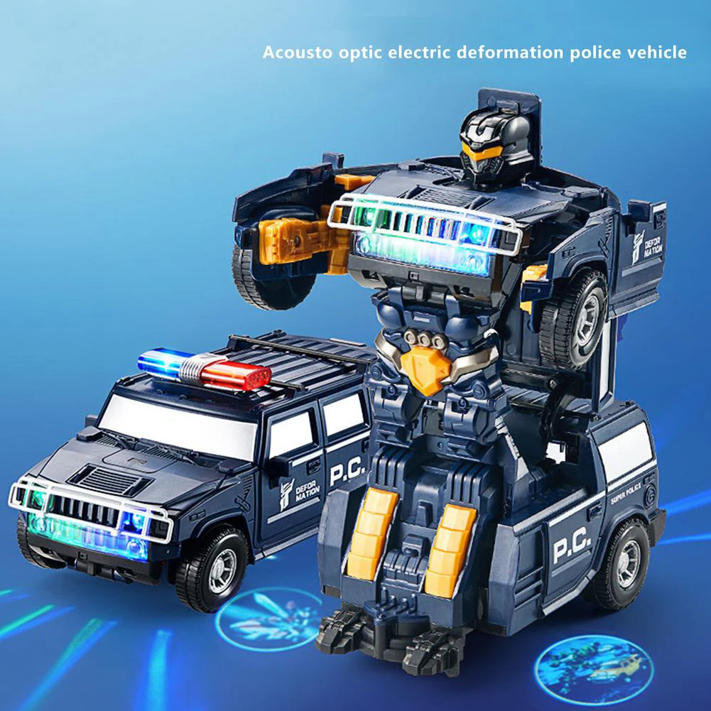 Remote-controlled Deformed Car Toy Acousto-Optic Universal Robot Vehicles Kids Music Light Projection Car Toys