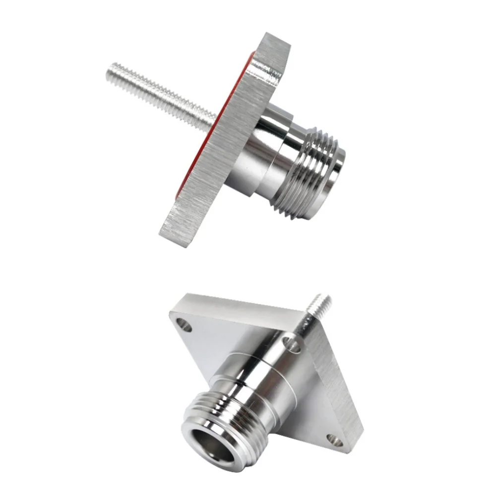 50 OhmRF Coaxial N Type Female Panel Mount Connector 4 Hole Flange M5 Thread 20mm Length for 5G Base Station and Communications