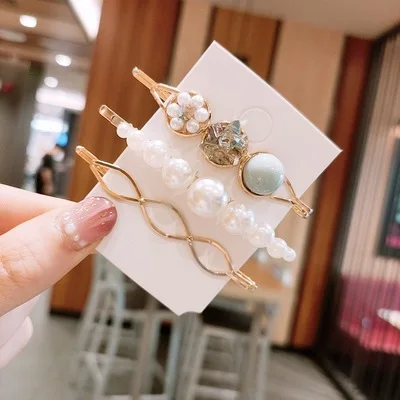 Spring Summer Latest Design Cute Girls Hair Accessories Gold Pearl Hair Clip Butterfly
