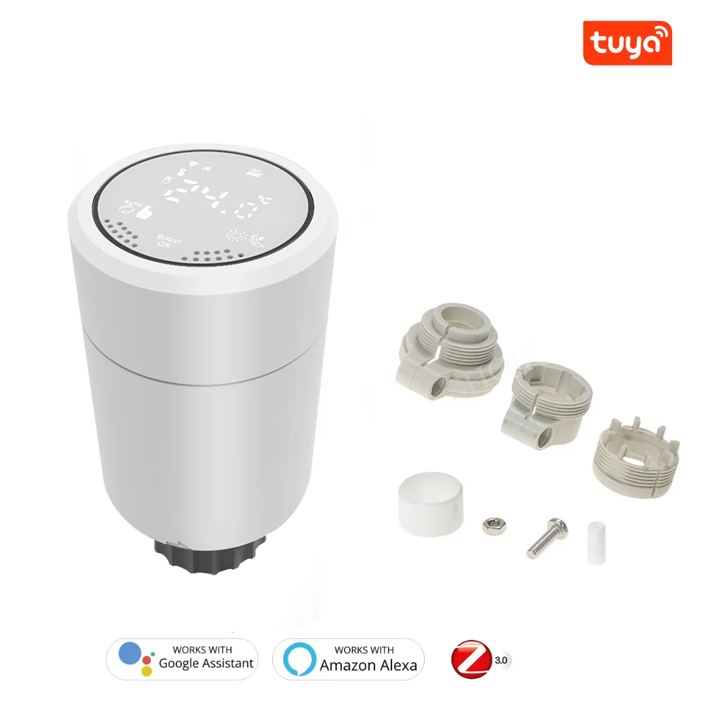 Manufacture Tuya ZigBee Wifi wireless smart TRV programmable radiator valve automatic heating thermostat
