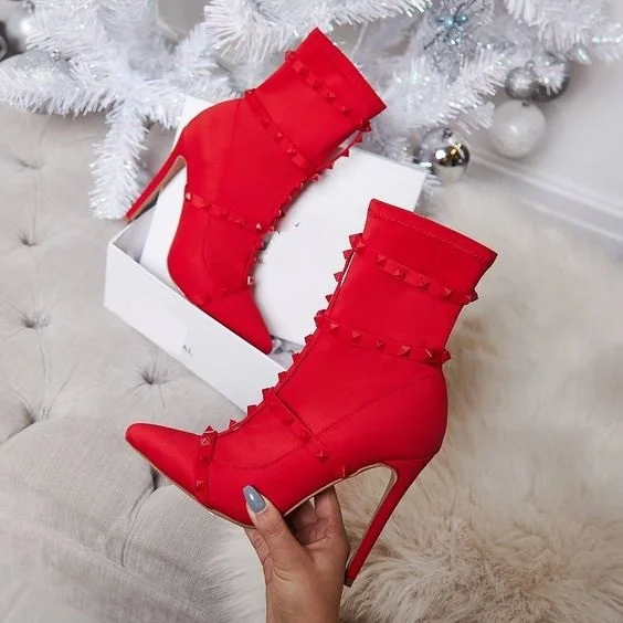 Ankle High Heel Sepatu Boots Wanita 