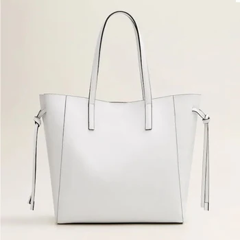 Custom White Pebble Vegan Leather Ladies Casual Hand Bag Women Shoulder Tote Handbag