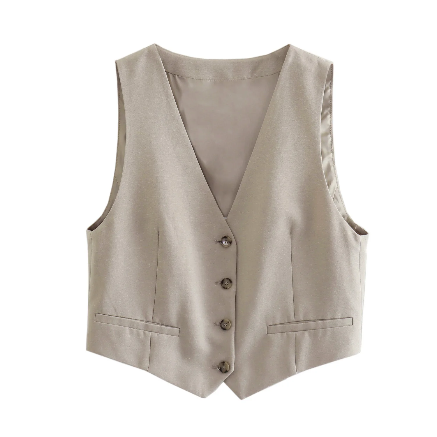 【新品タグ付】UNLIENS v neck gilet ecru Linen halter-neck gilet - Teen Girl | MANGO OUTLET USA