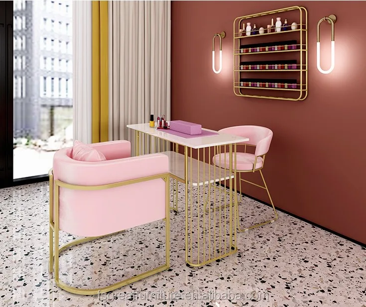 Foshan Great Nail Station Salon Furniture Pink Chair Manicure Nail Table - Main Image