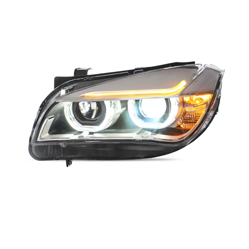 Xenplus New Design for 11-15 Bmw X1 Headlight Assembly Modified Angel Eye Led Daytime Running Light Lens Xenon Headlights