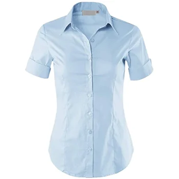 Wholesale hot sales lady short sleeve office dress shirt woman