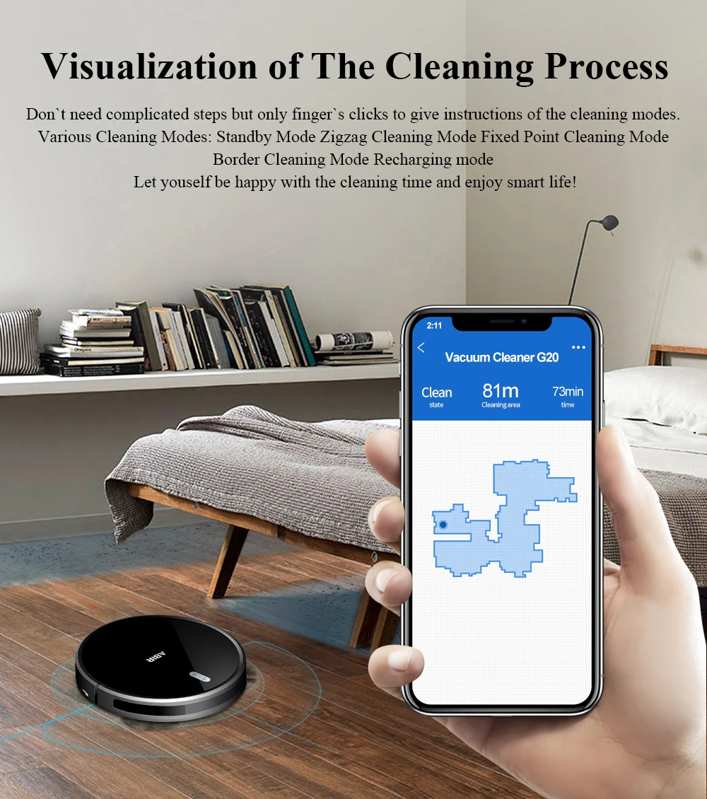 ABIR G20 Robot Strong Suction Automatic Charging Deep Clean Break Point Resume Operation Mini Vacuum