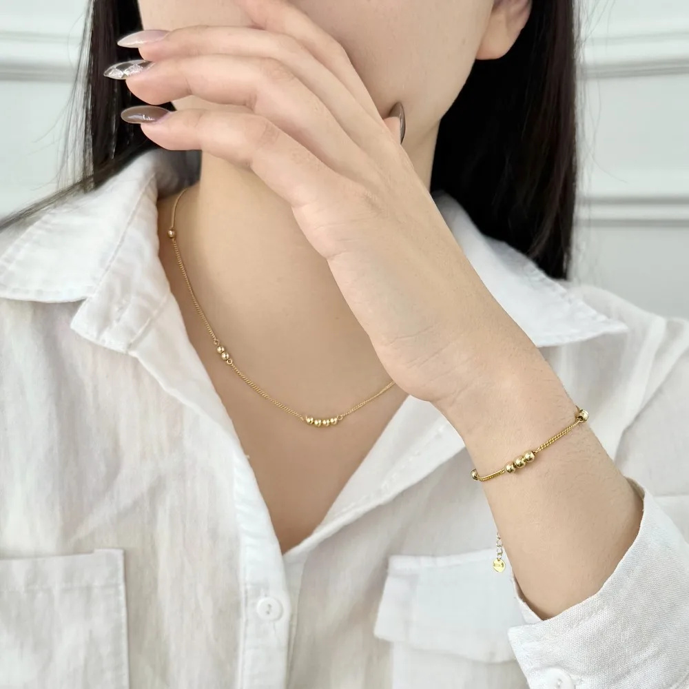 KAKODIY Unique Asymmetrical 925 Sterling Silver Chain Glossy Beads Pendant Necklace for Women Girls Daily Wear and Dress Up detail 2