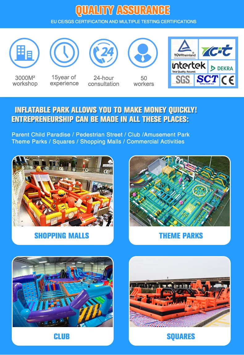 CH 1500sqm Outdoor inflatable Playground kids games inflatable theme park with inflatable obstacle bouncer jump castle for kids supplier