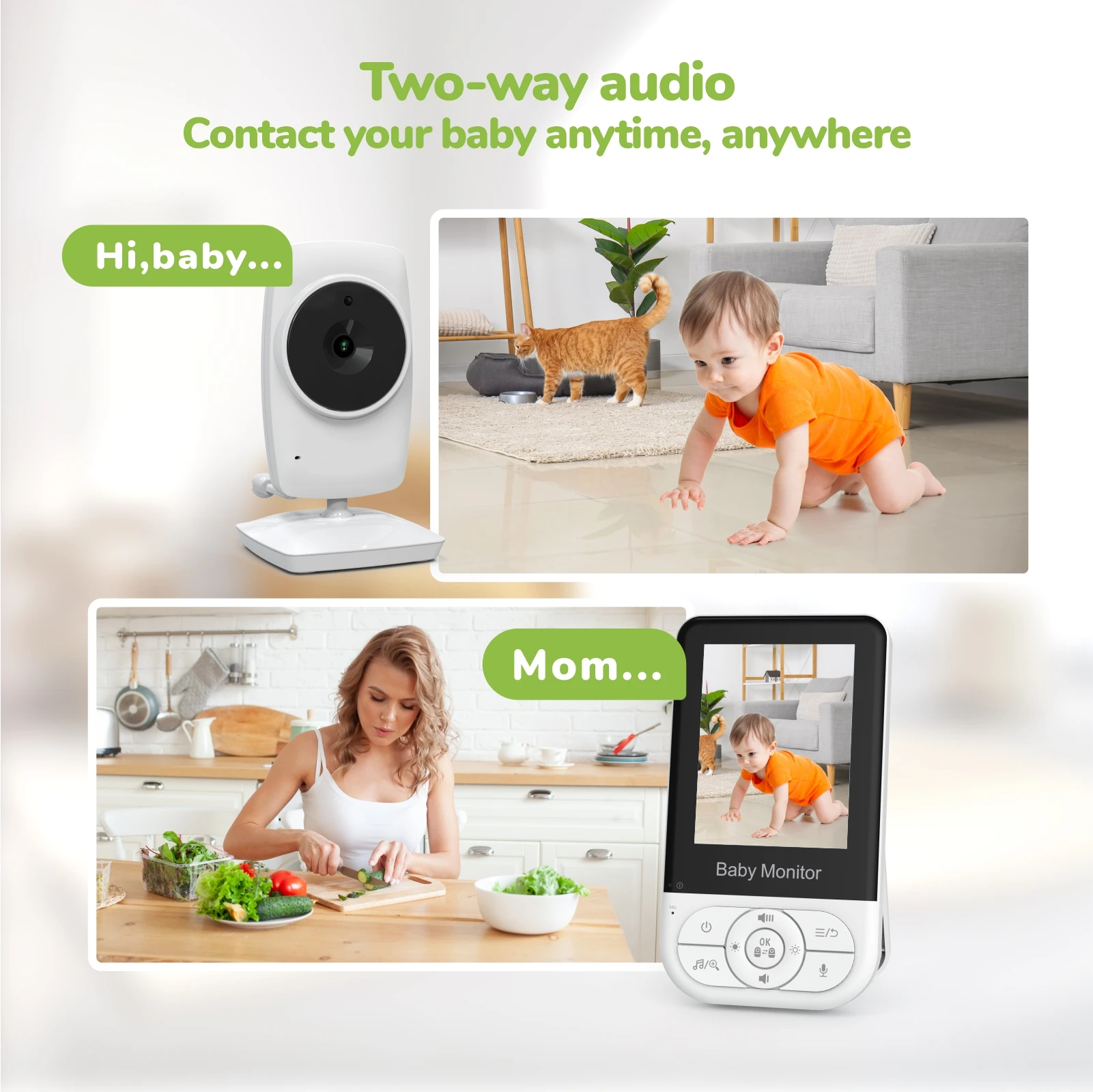 2.8 Inch 4X Zoom Baby Monitor With Camera Babyfoon Crying Alarm Temperature Detection Baby Security Camera Monitoring