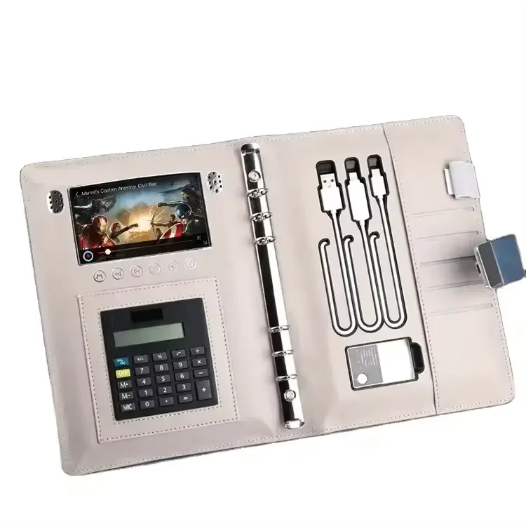 2025 Wireless Charger Advertising LCD Media Video Players Display Video Powerbank Diary Smart Notebook