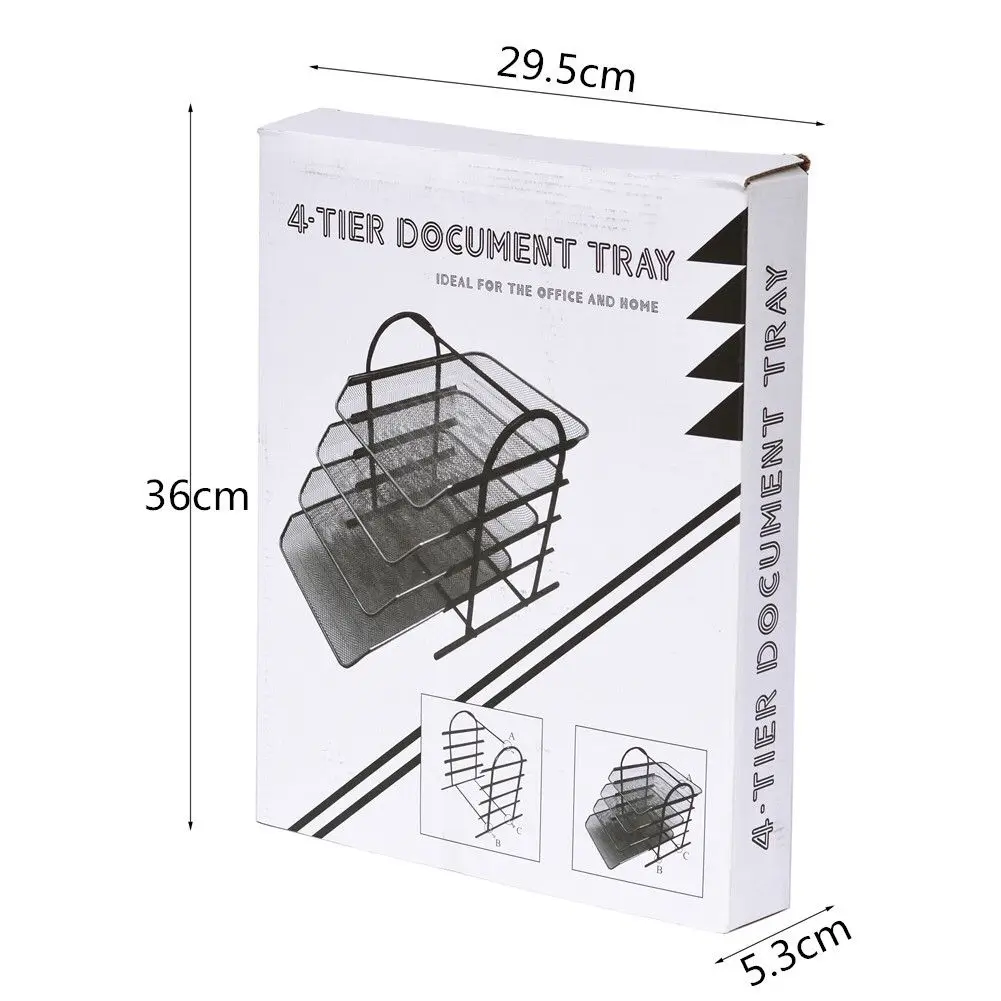 Wideny Office Metal Mesh 2 Tier Desk File Organizer Shelves With 3 Sorter Sections