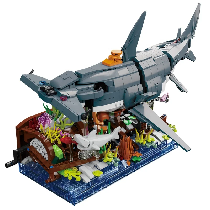 Creative MOC Simulation Shark&Skate Model Gear Linkage Building Block Sets DIY Assembly Toys Best Educational Toys for 6+