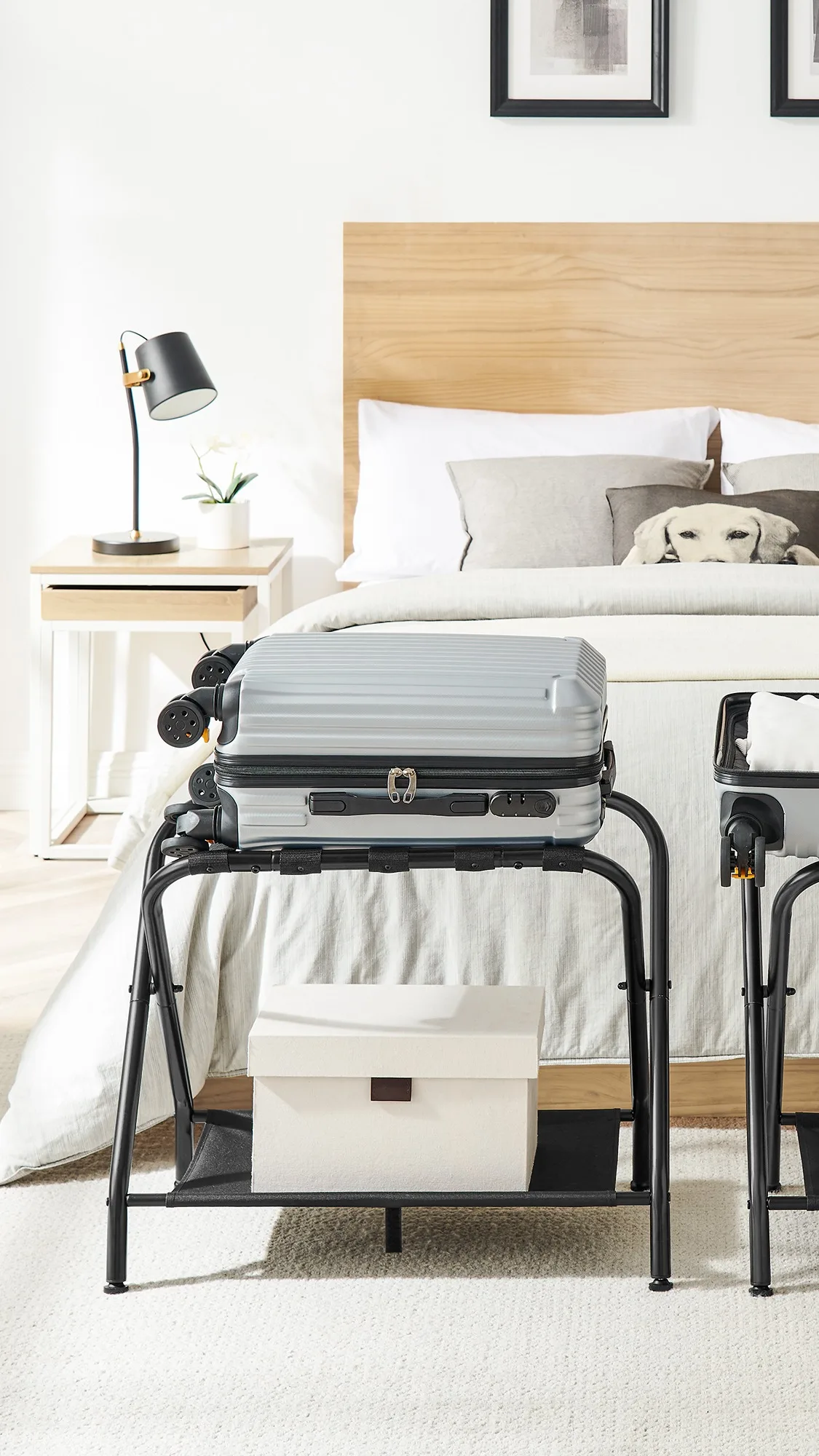 Songmics Metal Folding Luggage Rack Heavy Duty Suitcase Stand Hotel