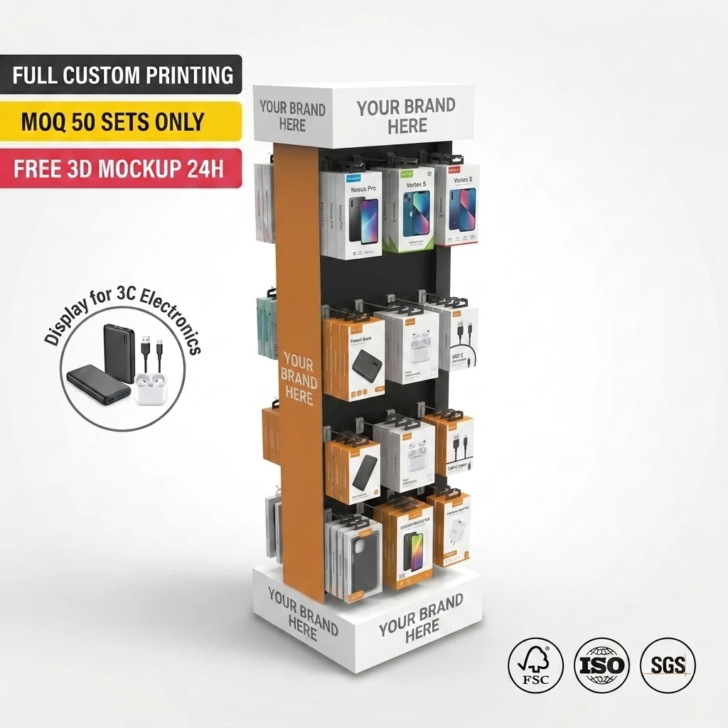 Custom Modern for Metal Retail Display Rack with Easy Assembly for Consumer Electronics Accessories Phone Chargers & Cables