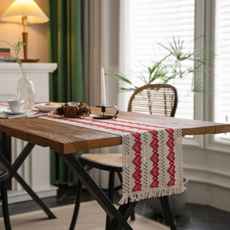 Buti Mexican Stripes Multi Function Decorative Bed Flag Wedding Table Runner With Tassels