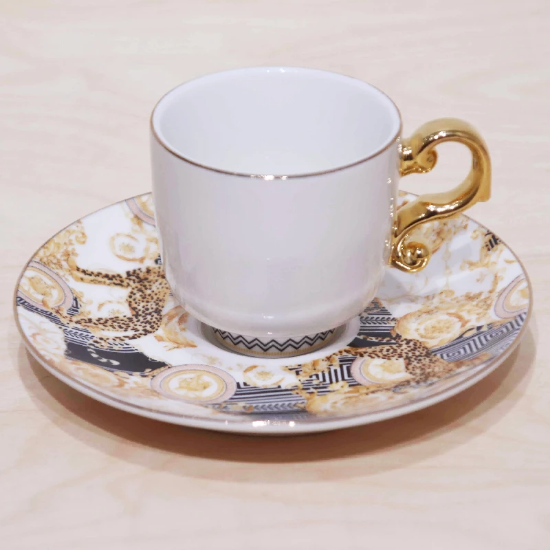 Nordic Luxury Mosaic Ceramic Cup and Saucer Set Modern Design Afternoon Tea Turkish Coffee Cup Saucer Set details