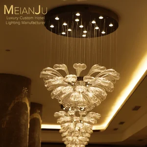 Zhongshan Crafted Modern Glass Panel Premium Chandelier Custom Luxury Indoor Hanging Light for Hotel Home Decor Lighting Fixture