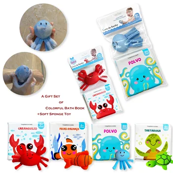 Soft Eco-friendly Bath Book with Sponge Toy Set Waterproof Baby Bath Book Gift Set with Toys Child Book Printing
