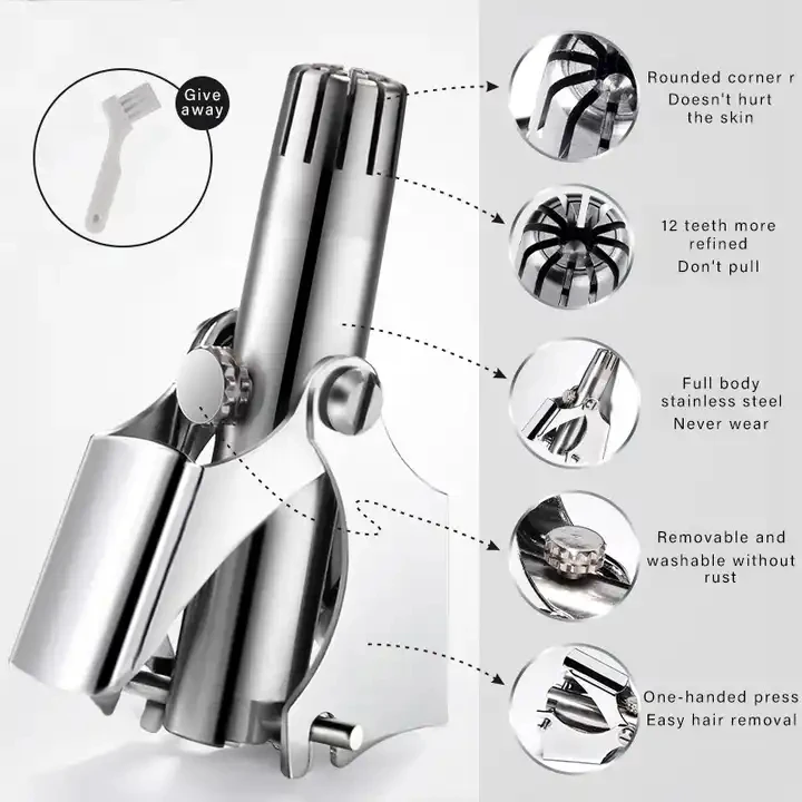 Silver Alloy Personal Care Nose Hair Trimmer Head Practical Artifact Scissors for Hand Trimming for Household Car Garage Use