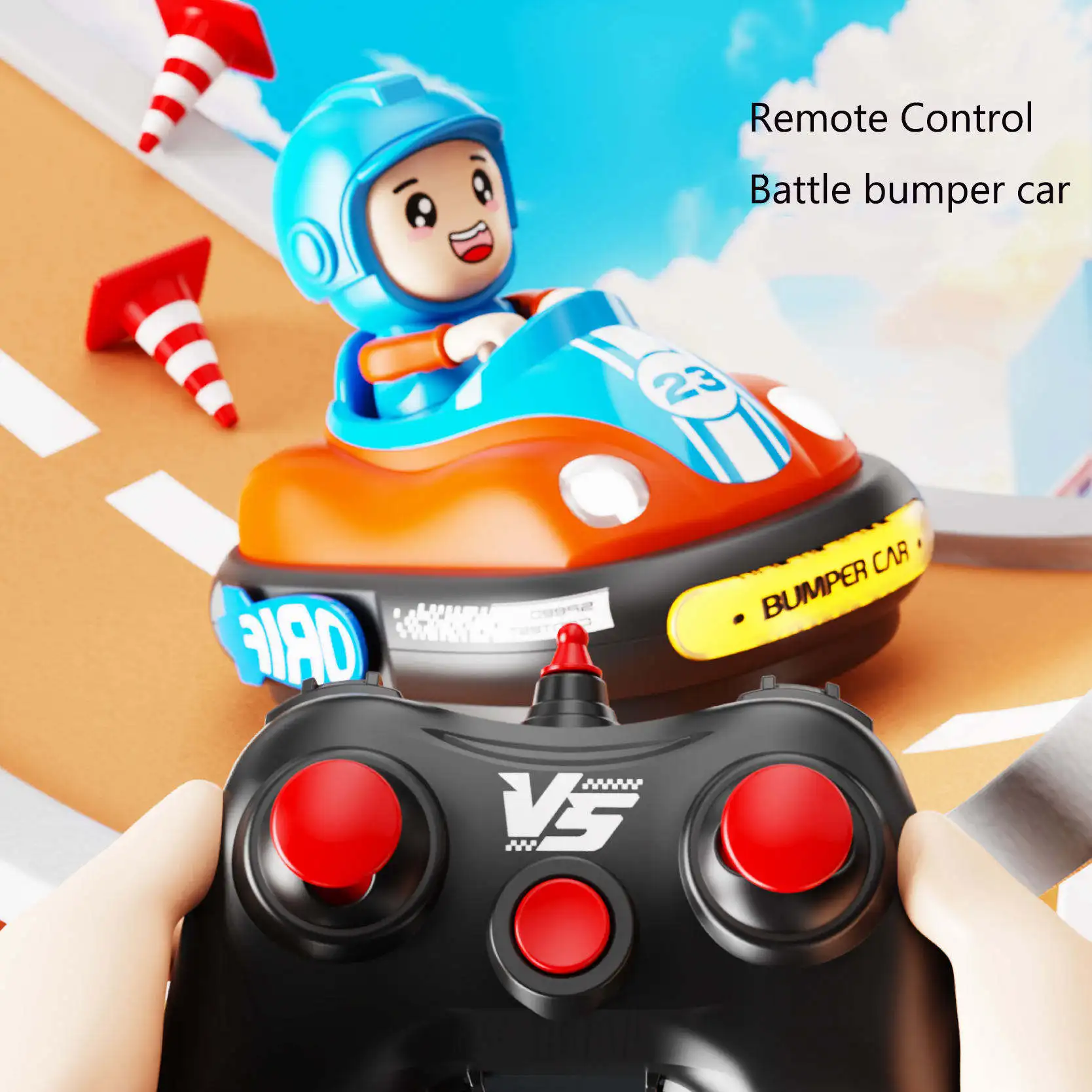 2024 Newest Fun Game 2 Player Rc Bumper Cars Kids Vehicle Toys Battle Bumper Remote Control Car Toy With Light for Children Gift