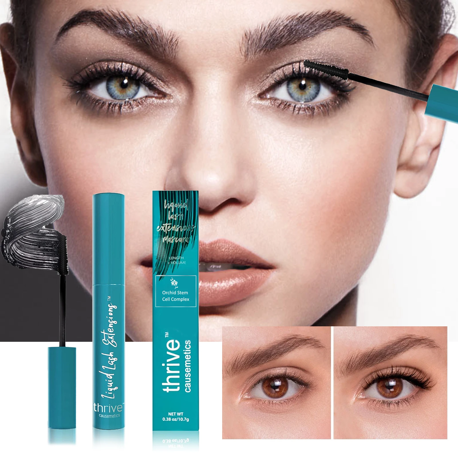 Thrive Wholesale Custom Makeup Vegan Black Mascara Private Label
