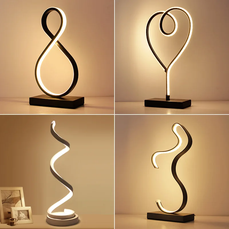 Factory Price Modern Simple Switch Type Spiral Bedside Light LED Reading Lighting Lamp Decorative Table Lamp