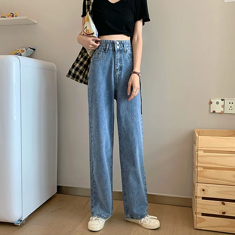 Women Denim Pants 2021 Spirng Autumn Female Loose Wide Leg Pant Full ...