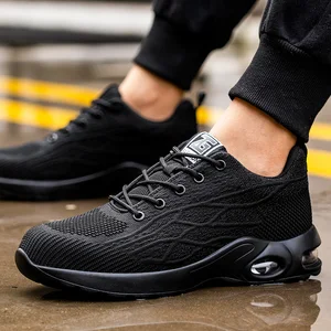 High Breathability PU Outsole Work Boots Low Cut Steel Toe Blue Lace-Up Style Multiple Insole Rubber Mesh EVA Fabric