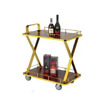 Modern Stainless Steel Tempered Glass Tea Serving Cart Trolley Metal Furniture Castors Hotel Mall Drink Bar Liquor Serving