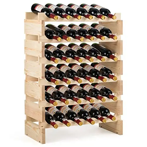 Free Standing Stackable Modular Wood Wine Rack for 72 Bottles