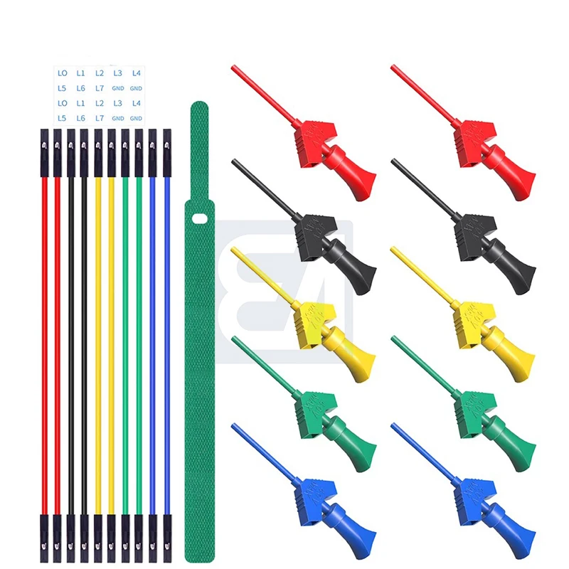 Мини-захват SMD IC, тестовый крюк, зажим, перемычка, щуп, Набор испытательных выводов, силиконовый мягкий кабель Dupont для логического анализатора
