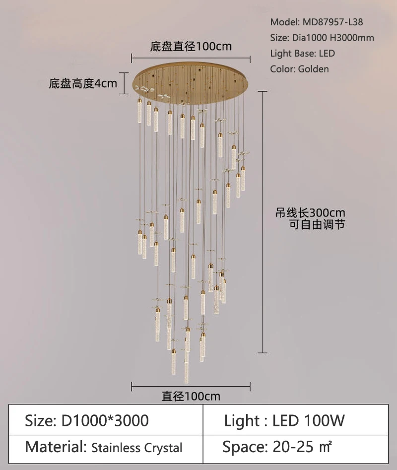 MEEROSEE Lamp Hotel Bedroom Postmodern Linear Pendant Light  Luxury Crystal Chandelier  Led Lights For Home MD87957