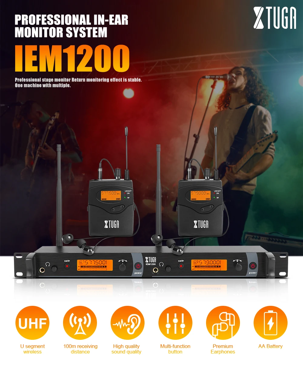 Xtuga Iem1200 Durable Online Live In Ear Monitor Headphone Buy Sr2050 Double Transmitter