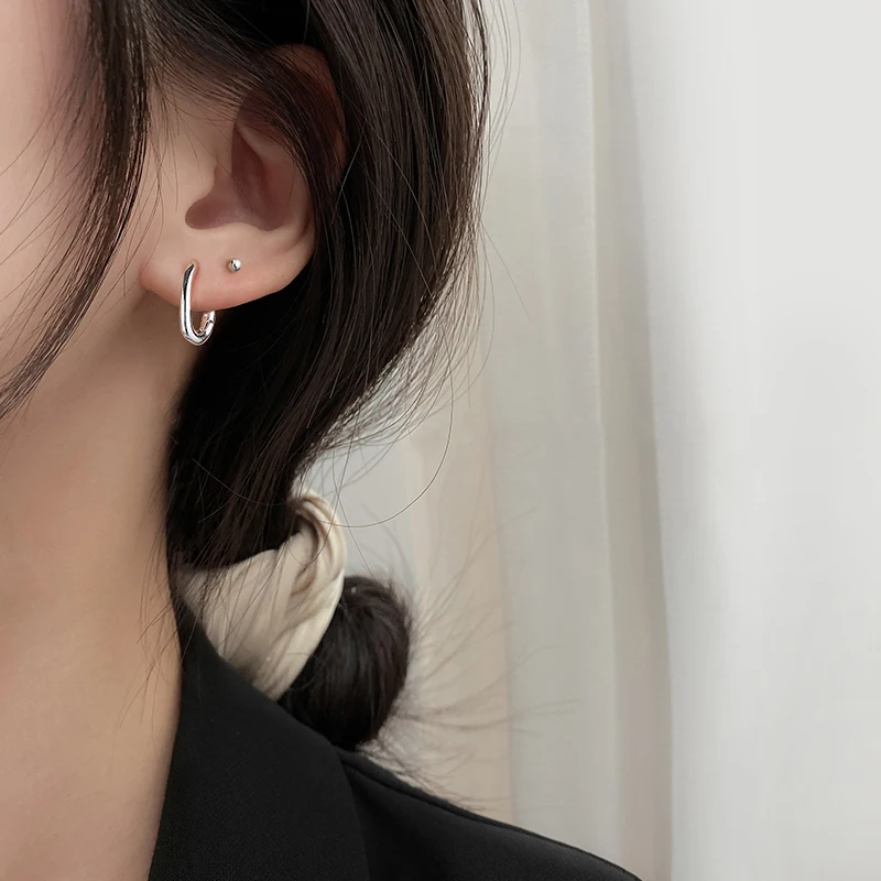 Minimalism Jewellery S925 Sterling Silver Small Tiny Hoops Huggies Earrings Women