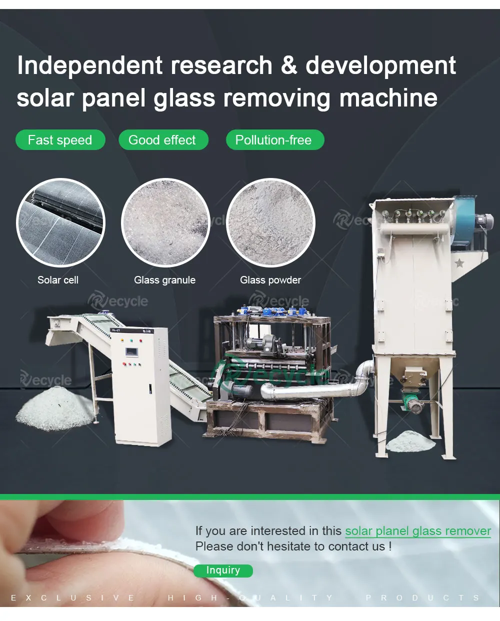 Solar Panel Glass Separate Machine to Remove the Glass for the Solar Panel Recycle Machine