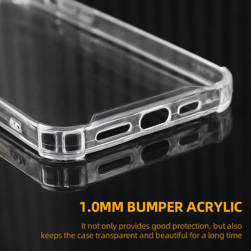 Anti Shock Good Quality Soft 1.0mm Clear Acrylic Transparent TPU Phone Case for IPhone/Samsung/Huawei/Xiaomi