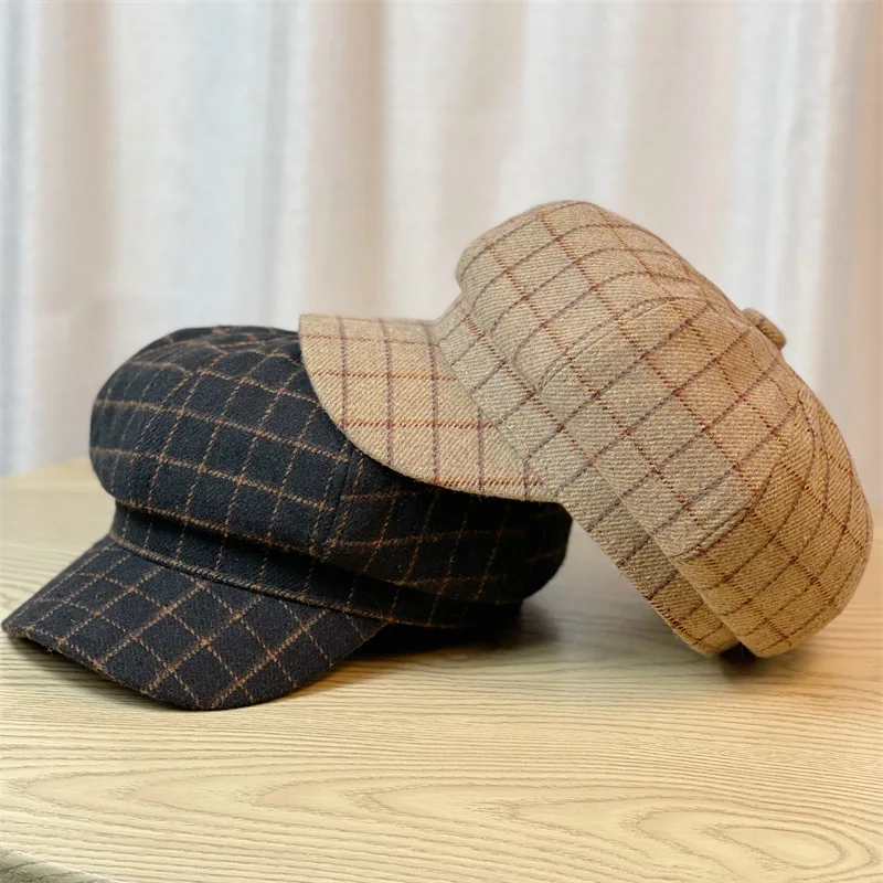 Women Beret Newsboy Hat French Woolen Cap Classic Autumn Spring Winter Octagon Hat