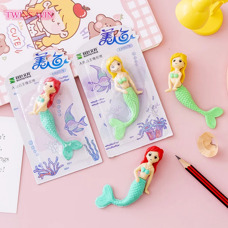 Кавайная Русалка школьные и офисные принадлежности для детей подарок карандаш резиновый ластик 706