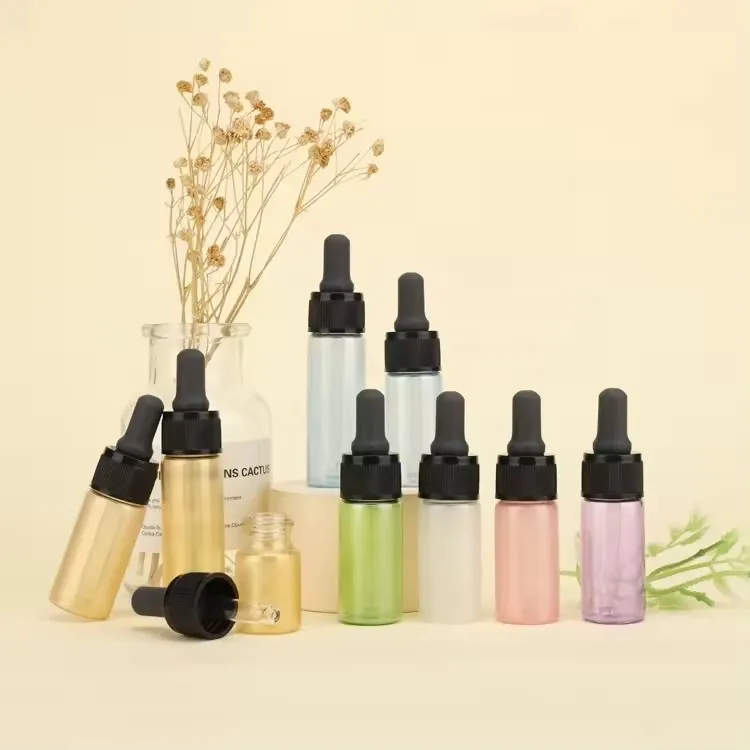 Custom Colorful Vial glass Bottle essentiacl oil Bottles Small Capacity Dropper packaging container supplier