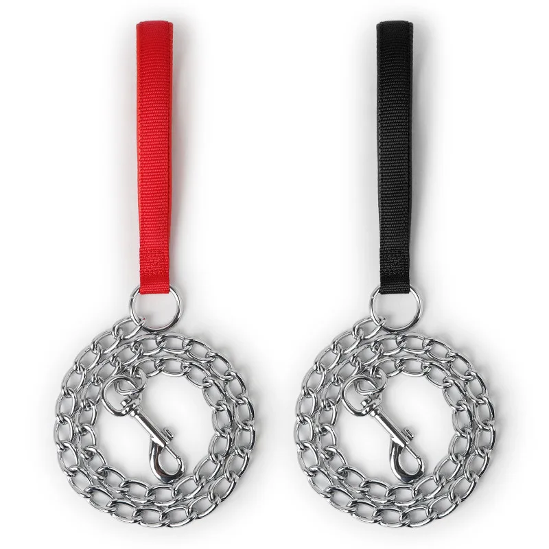 Gold Dog Leash Wire 3m Metal Steel Chain Heavy Duty Double Clip Traction Rope Walking Pet Lead Dog